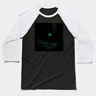 Digital collage and special processing. Dark place. Dark water. Something glows there. Baseball T-Shirt